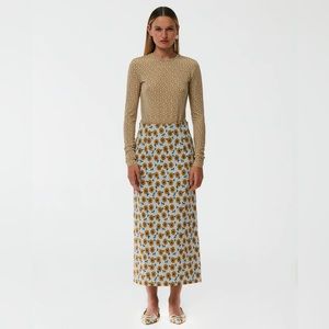Tibi midi floral daisy jacquard skirt EUC 0